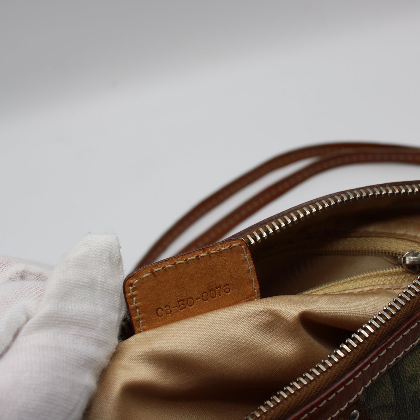 Christian Dior Khaki Canvas Leather Romantique Crossbody Bag