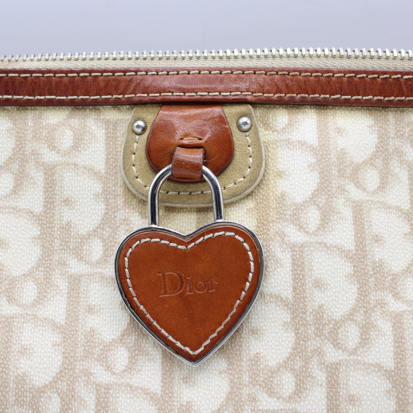 Christian Dior Beige Romantique Heart Charm Shoulder Crossbody Bag