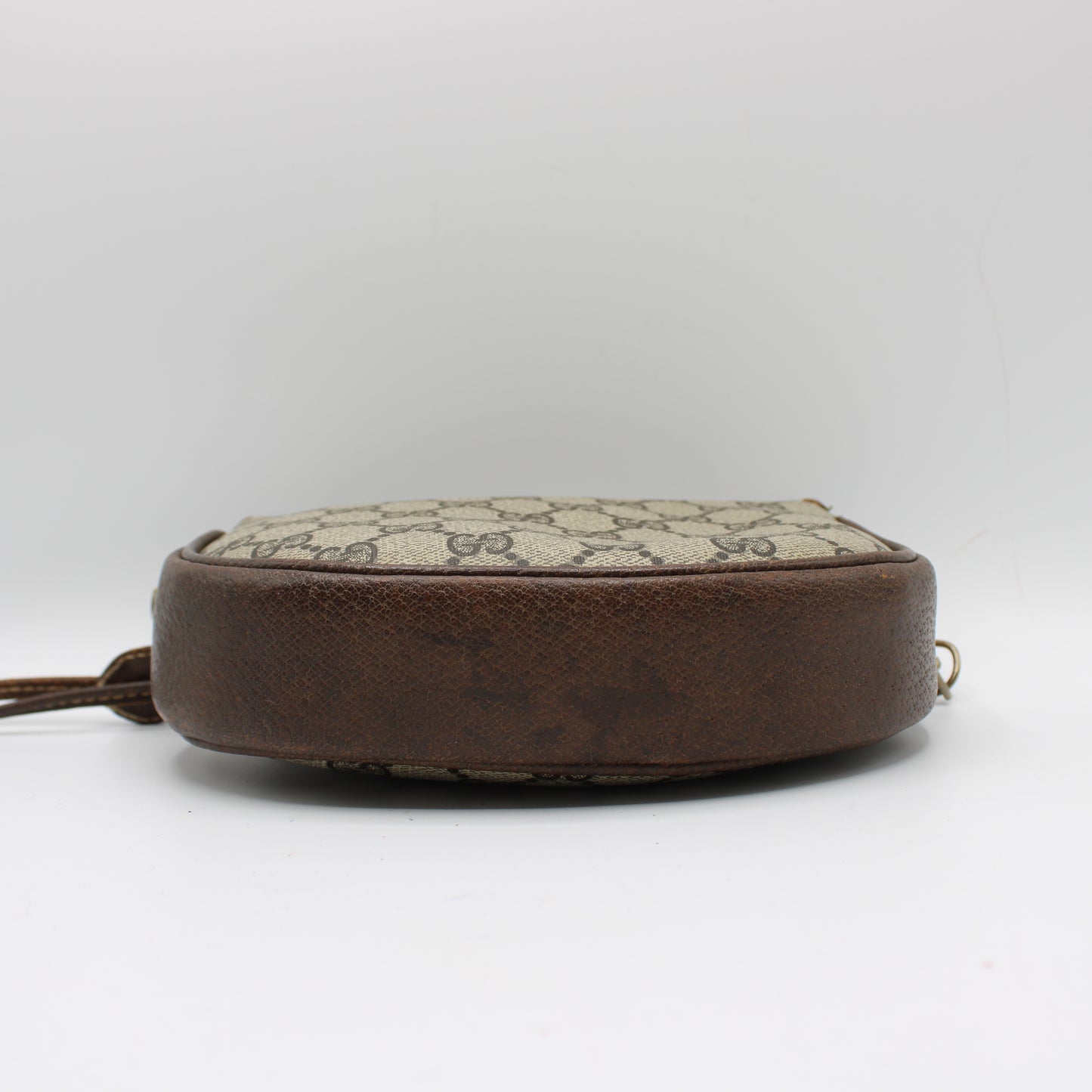 Gucci Beige GG Canvas Brown Leather Flap Crossbody Bag