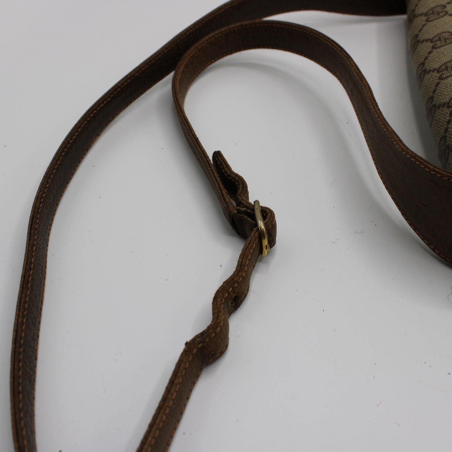 Gucci Beige Brown Gg Canvas Leather Flap Shoulder Bag