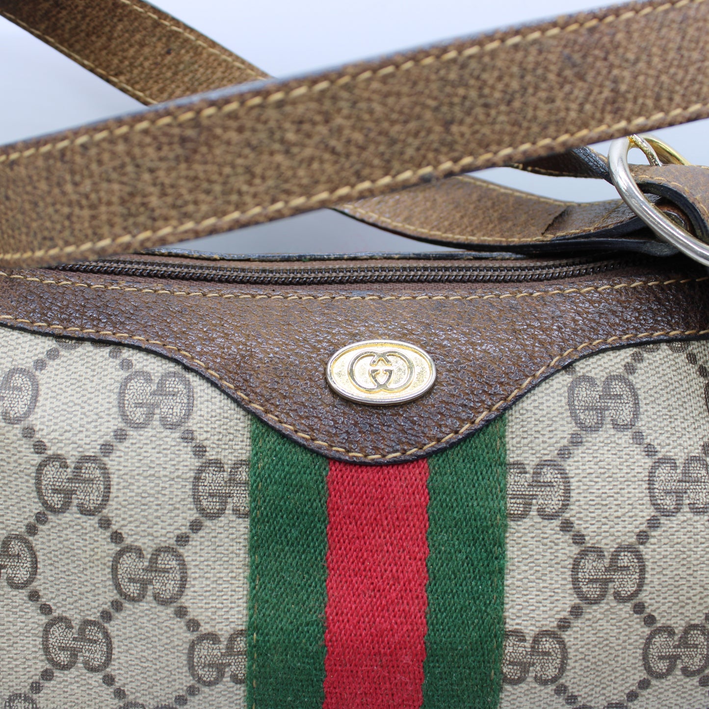 Gucci Beige Brown Coated Canvas Ophidia Hobo Shoulder Bag