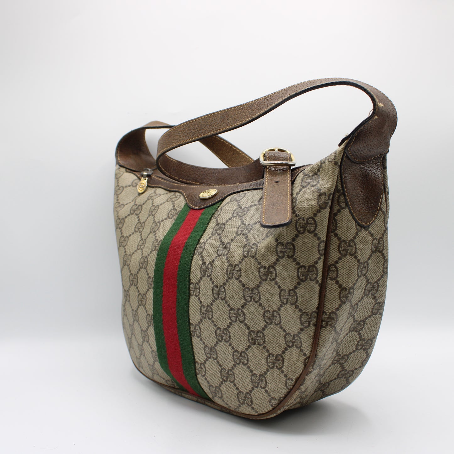 Gucci Beige Brown Coated Canvas Ophidia Hobo Shoulder Bag