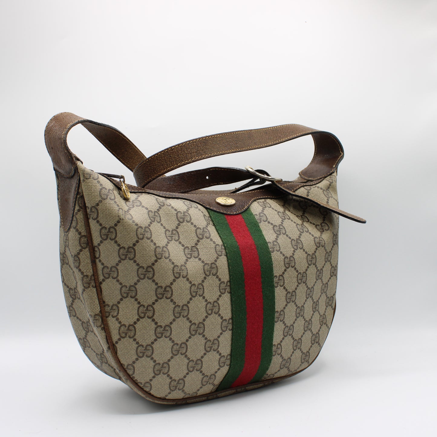 Gucci Beige Brown Coated Canvas Ophidia Hobo Shoulder Bag