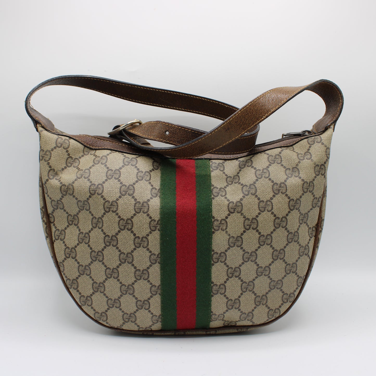 Gucci Beige Brown Coated Canvas Ophidia Hobo Shoulder Bag