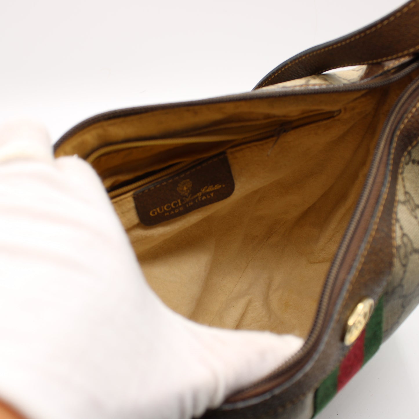 Gucci Beige Brown Coated Canvas Ophidia Hobo Shoulder Bag