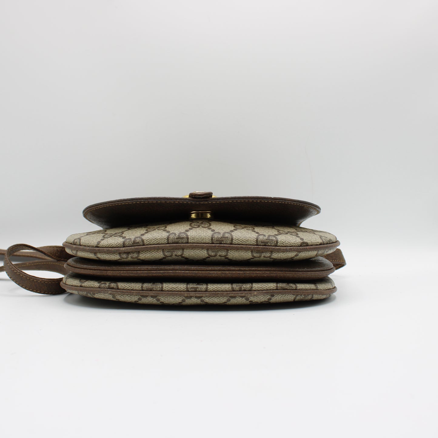 Gucci Brown GG Canvas Leather Horsebit Flap Crossbody Bag