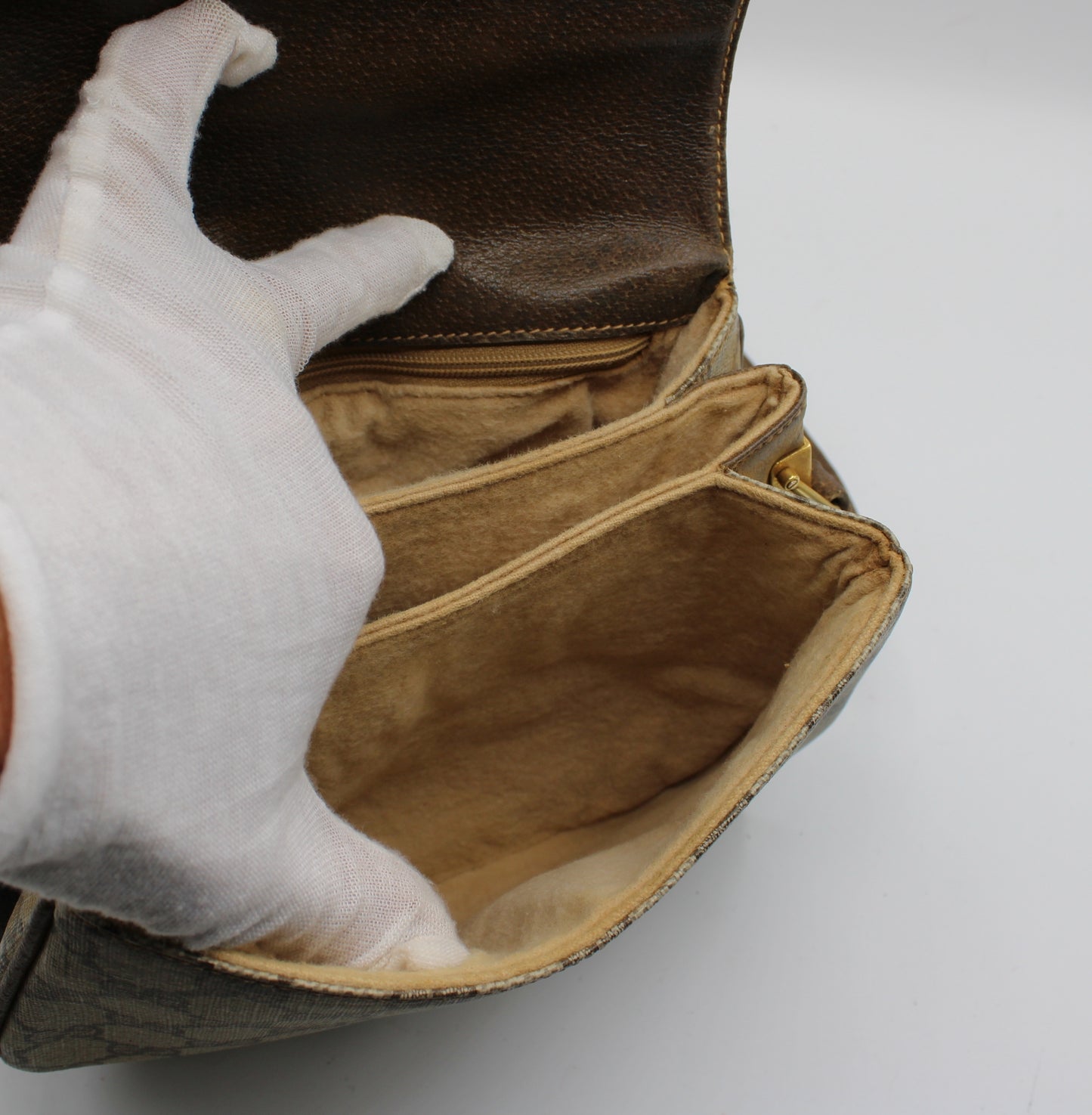 Gucci Brown GG Canvas Leather Horsebit Flap Crossbody Bag