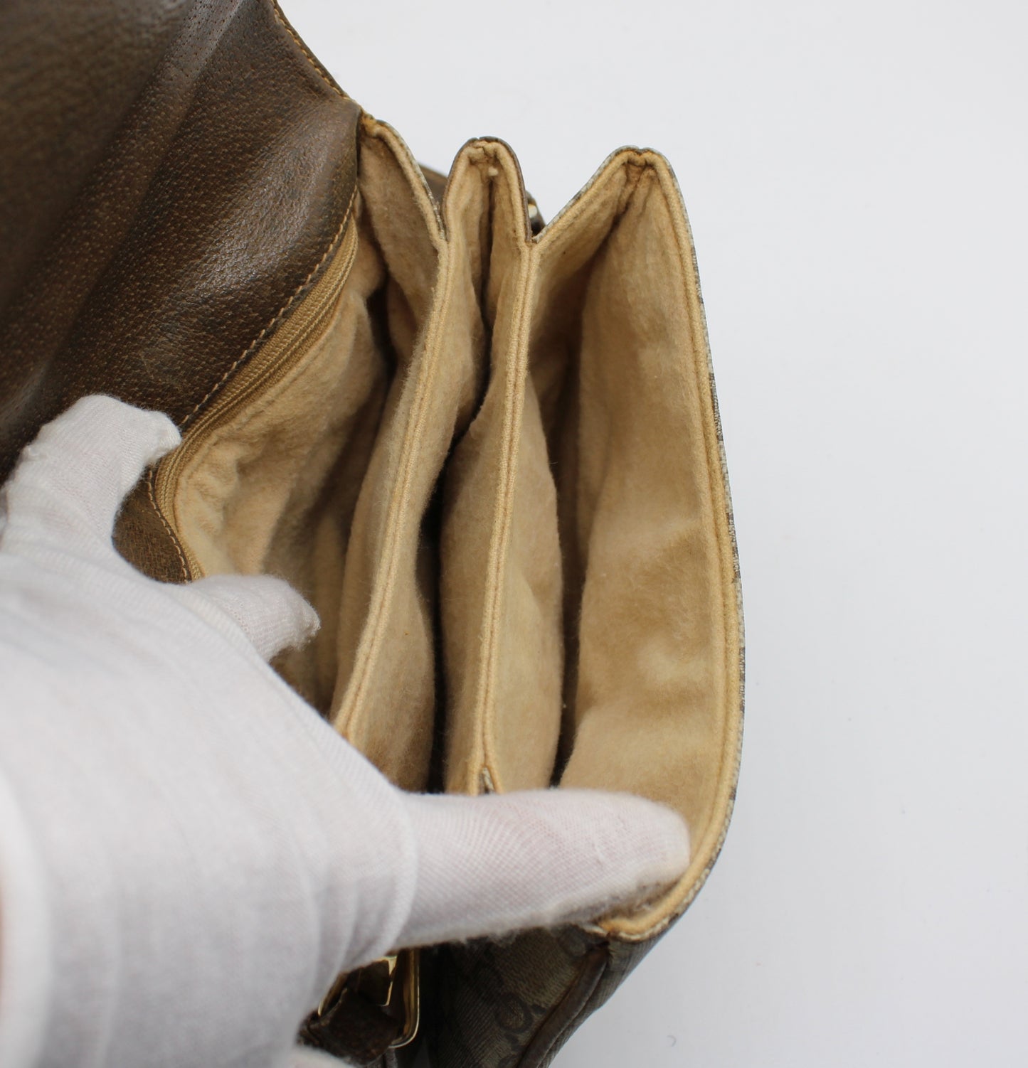 Gucci Brown GG Canvas Leather Horsebit Flap Crossbody Bag