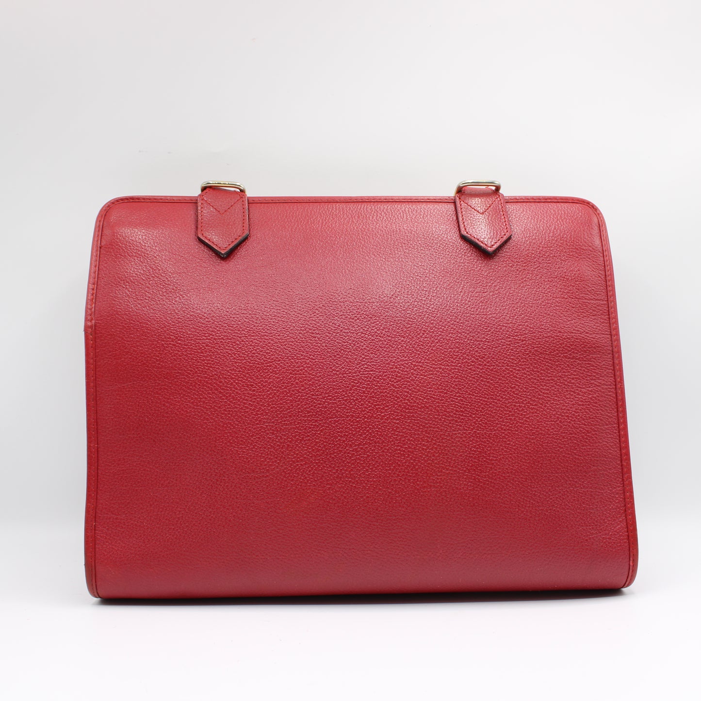 Yves Saint Laurent Red Leather Embossed Logo Shoulder Bag