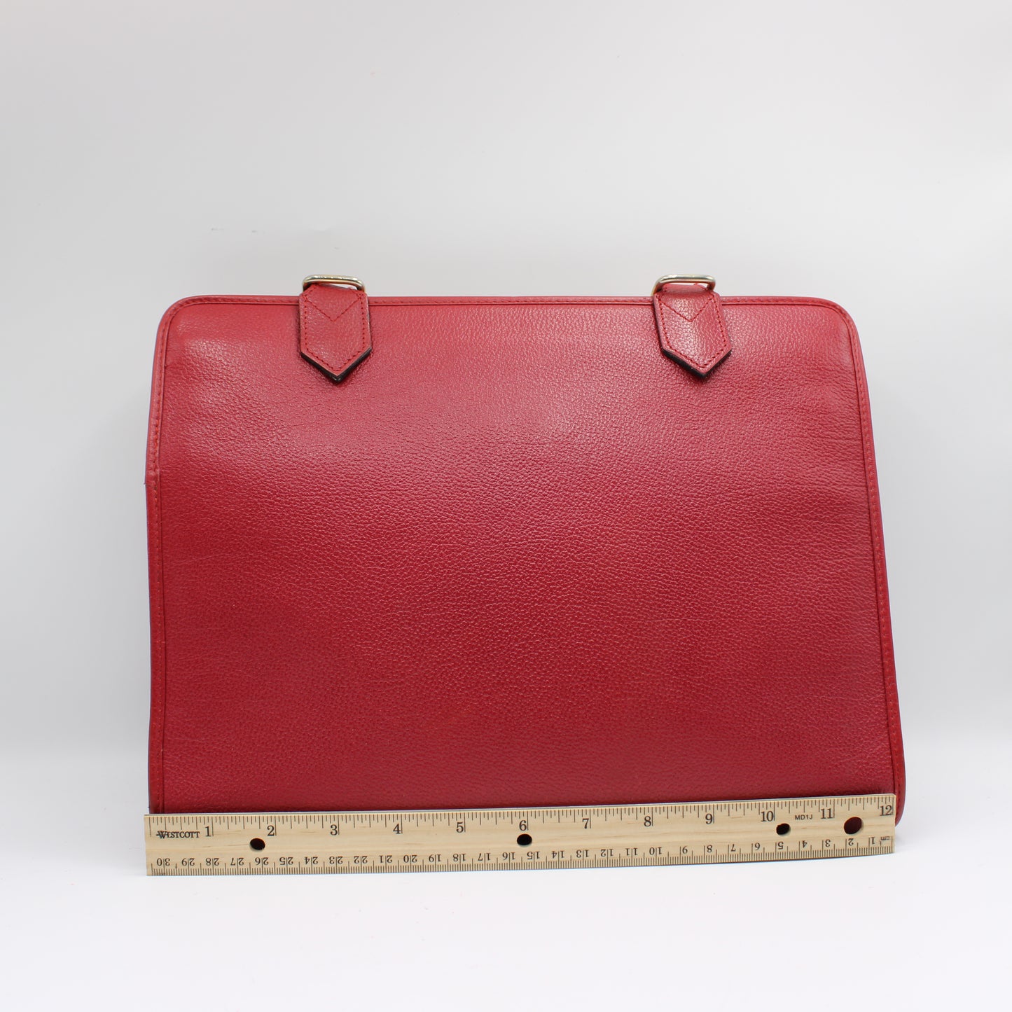 Yves Saint Laurent Red Leather Embossed Logo Shoulder Bag