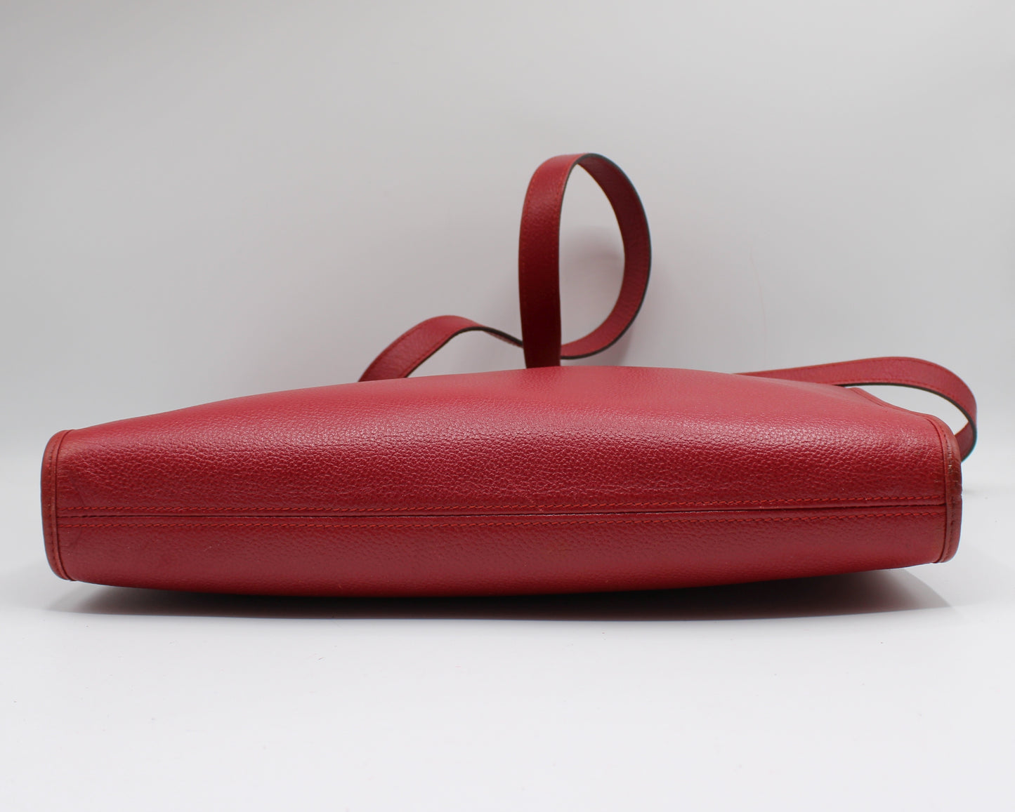 Yves Saint Laurent Red Leather Embossed Logo Shoulder Bag