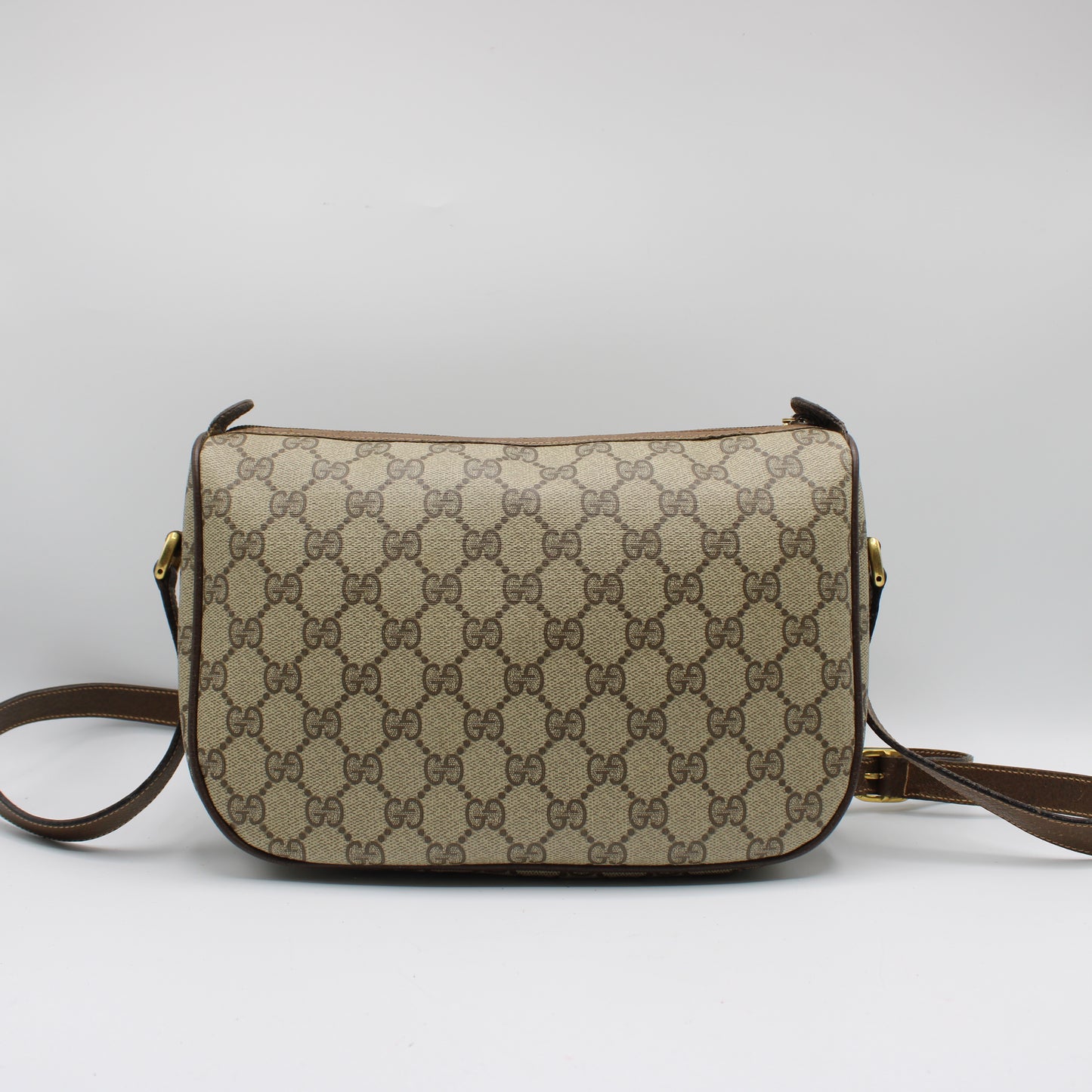 Gucci Brown GG Supreme Canvas Ophidia Leather Crossbody Bag