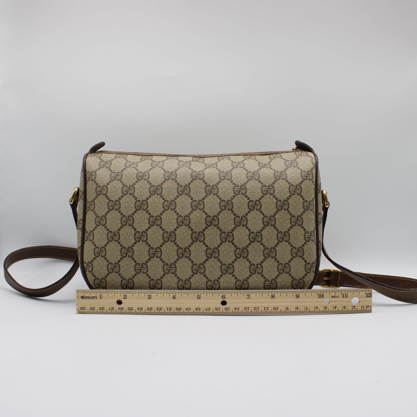 Gucci Brown GG Supreme Canvas Ophidia Leather Crossbody Bag