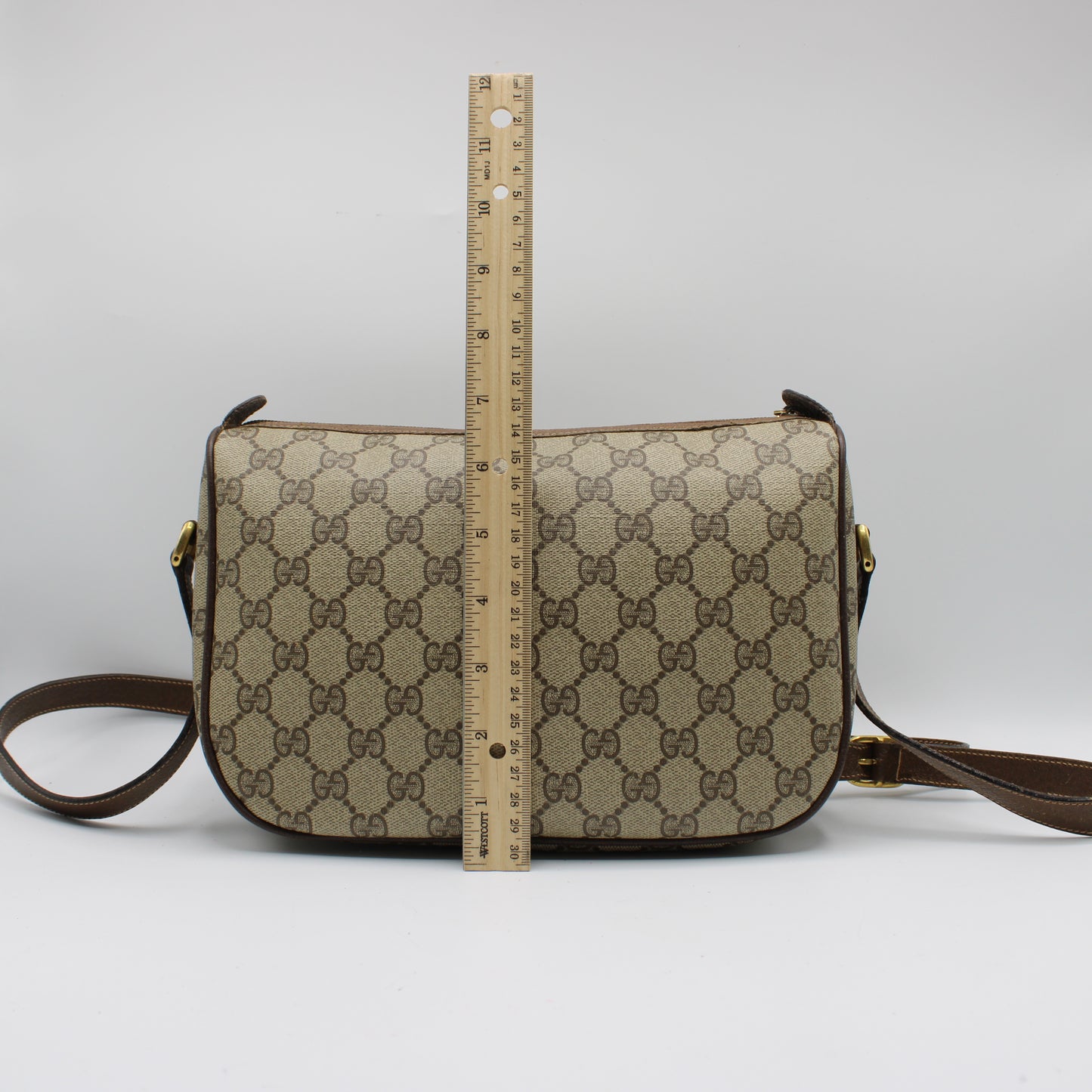 Gucci Brown GG Supreme Canvas Ophidia Leather Crossbody Bag
