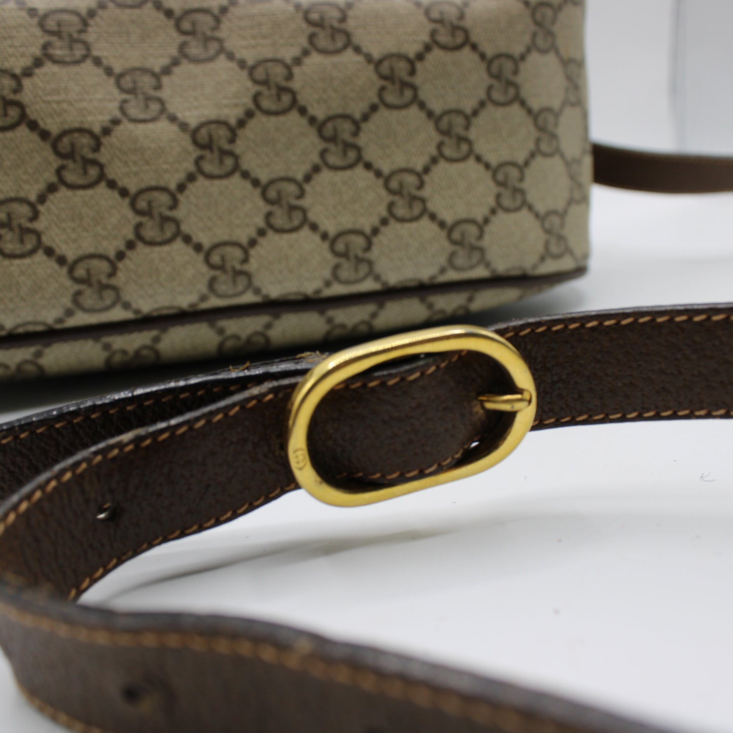 Gucci Brown GG Supreme Canvas Ophidia Leather Crossbody Bag