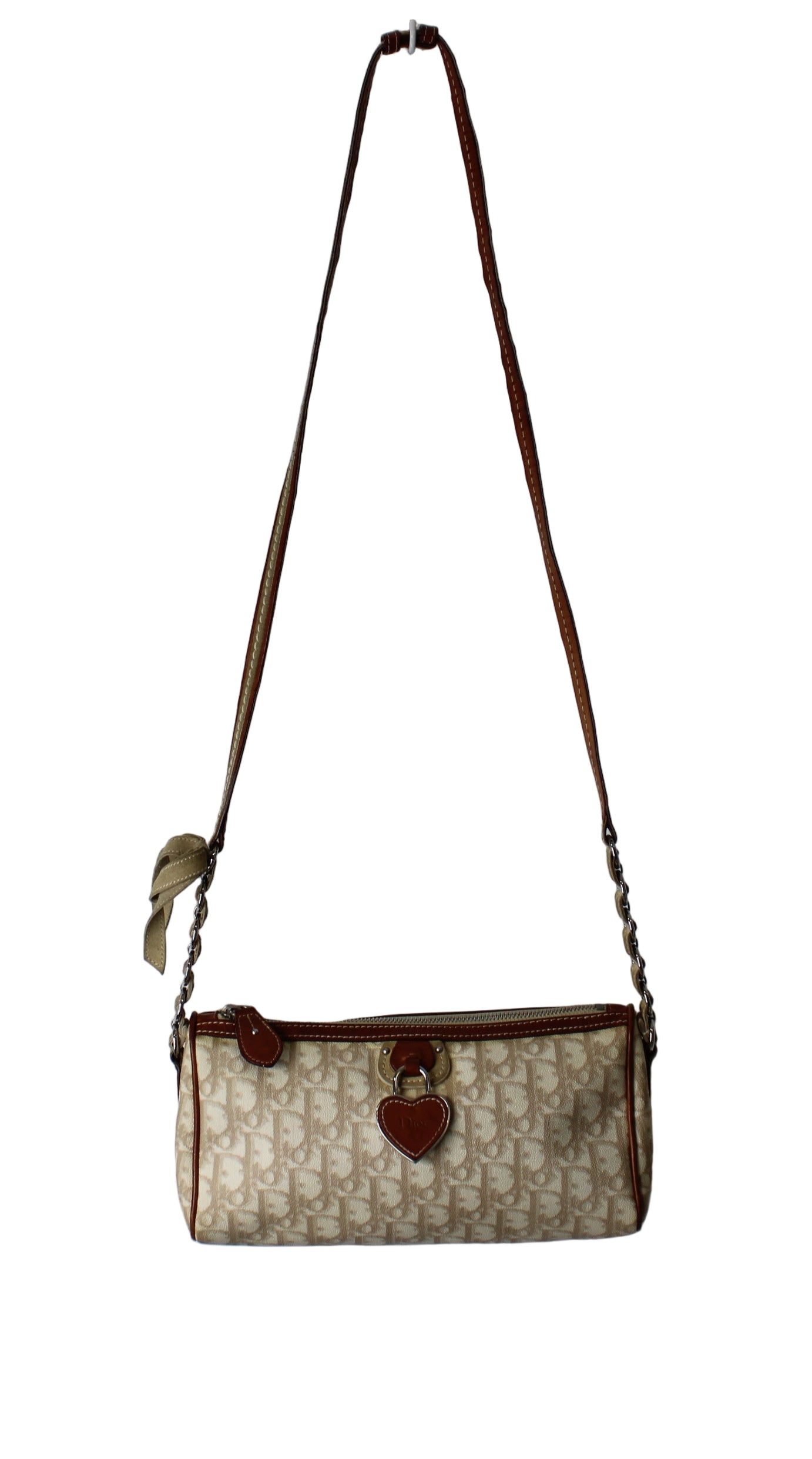 Christian Dior Beige Romantique Heart Charm Shoulder Crossbody Bag