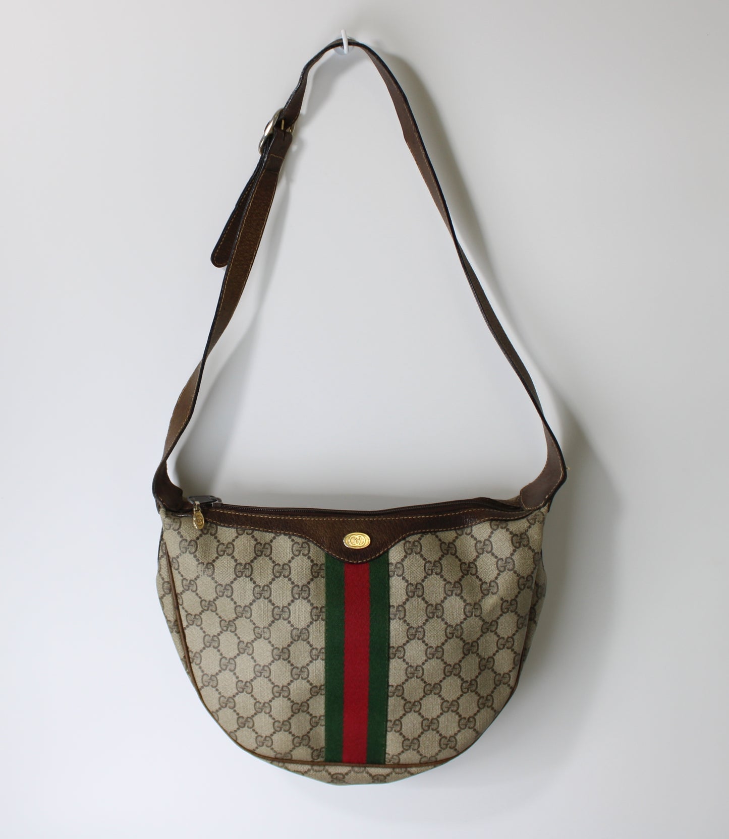 Gucci Beige Brown Coated Canvas Ophidia Hobo Shoulder Bag