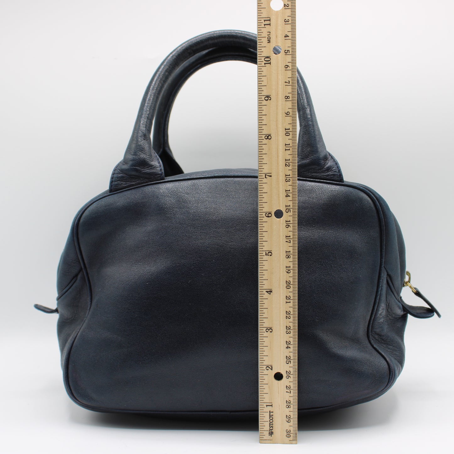 Christian Dior Navy Lambskin Leather Gold Charm Boston Bag