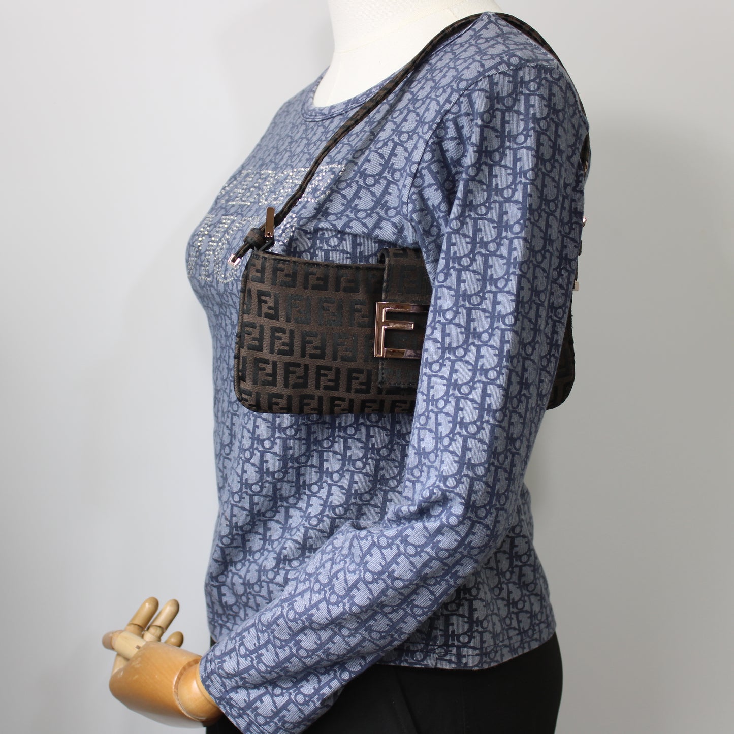 Fendi Brown Zucca Canvas Mini Mama Baguette Shoulder Bag