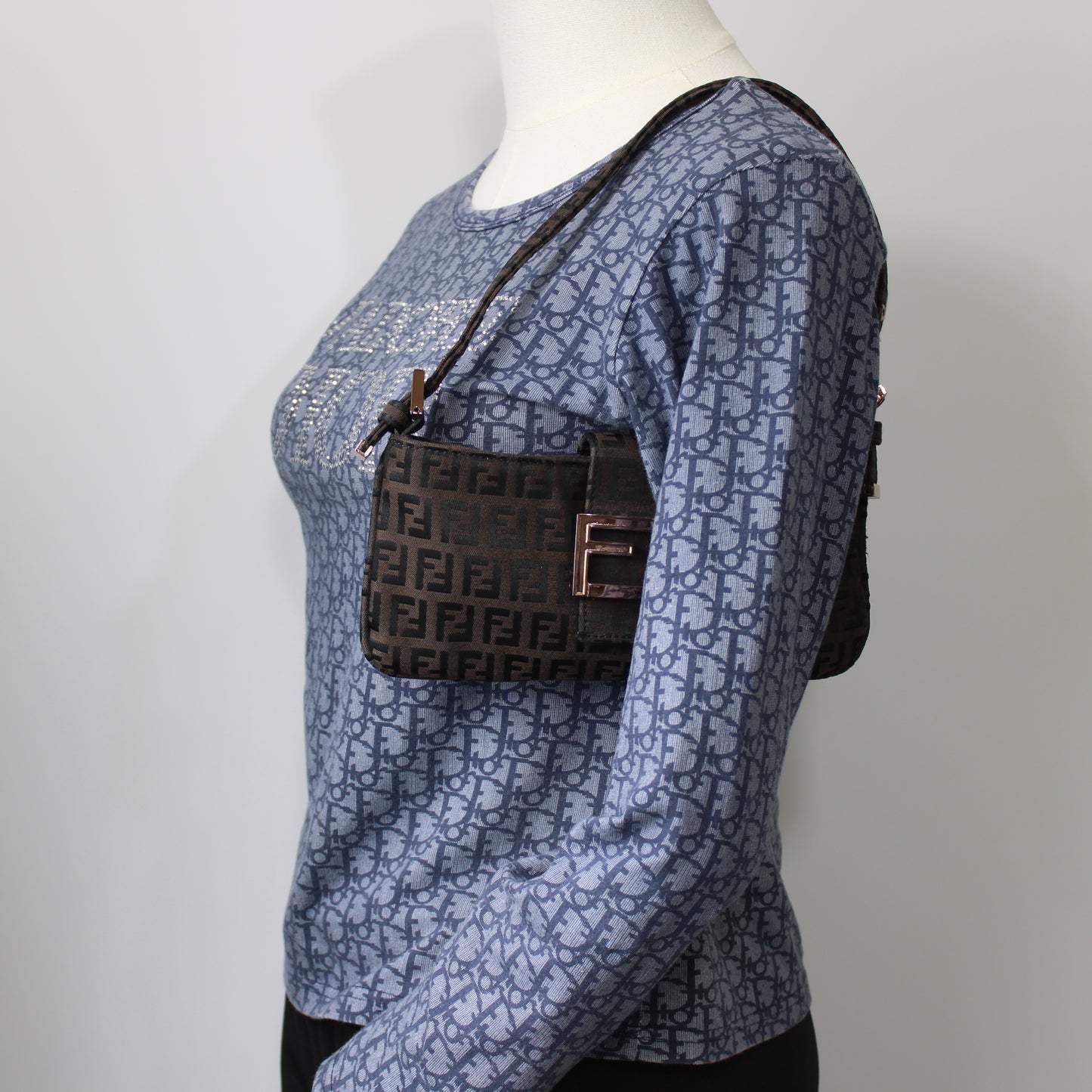Fendi Brown Zucca Canvas Mini Mama Baguette Shoulder Bag
