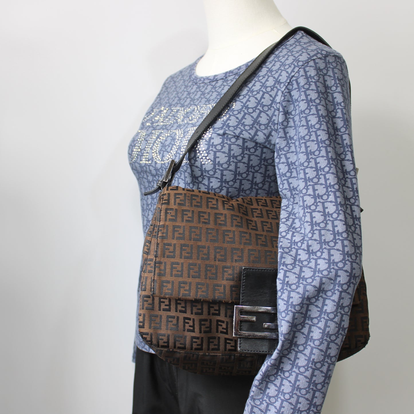 Fendi Brown Zucca Canvas Mama Baguette Shoulder Bag