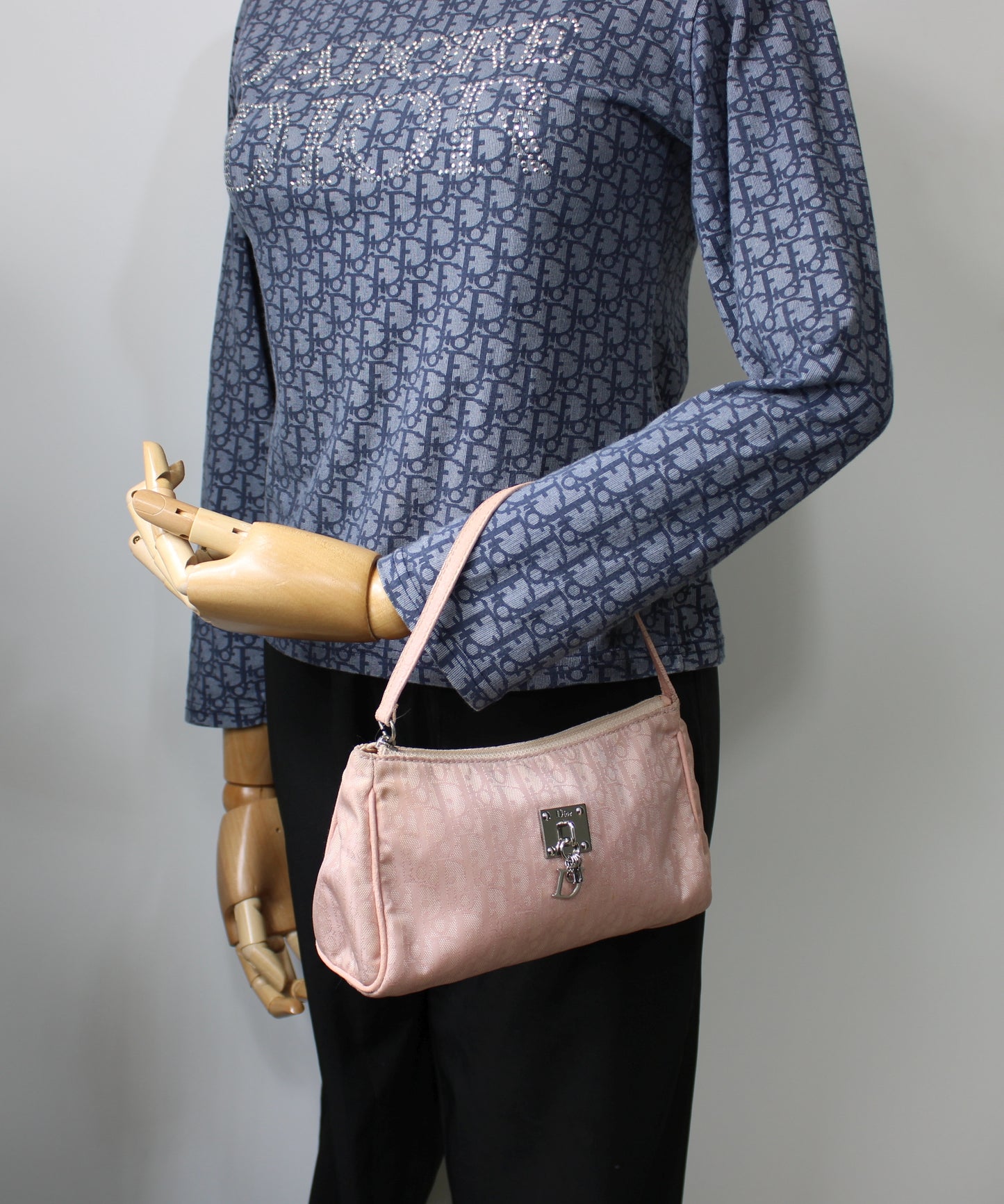 Christian Dior Pink Trotter Canvas Shoulder Bag