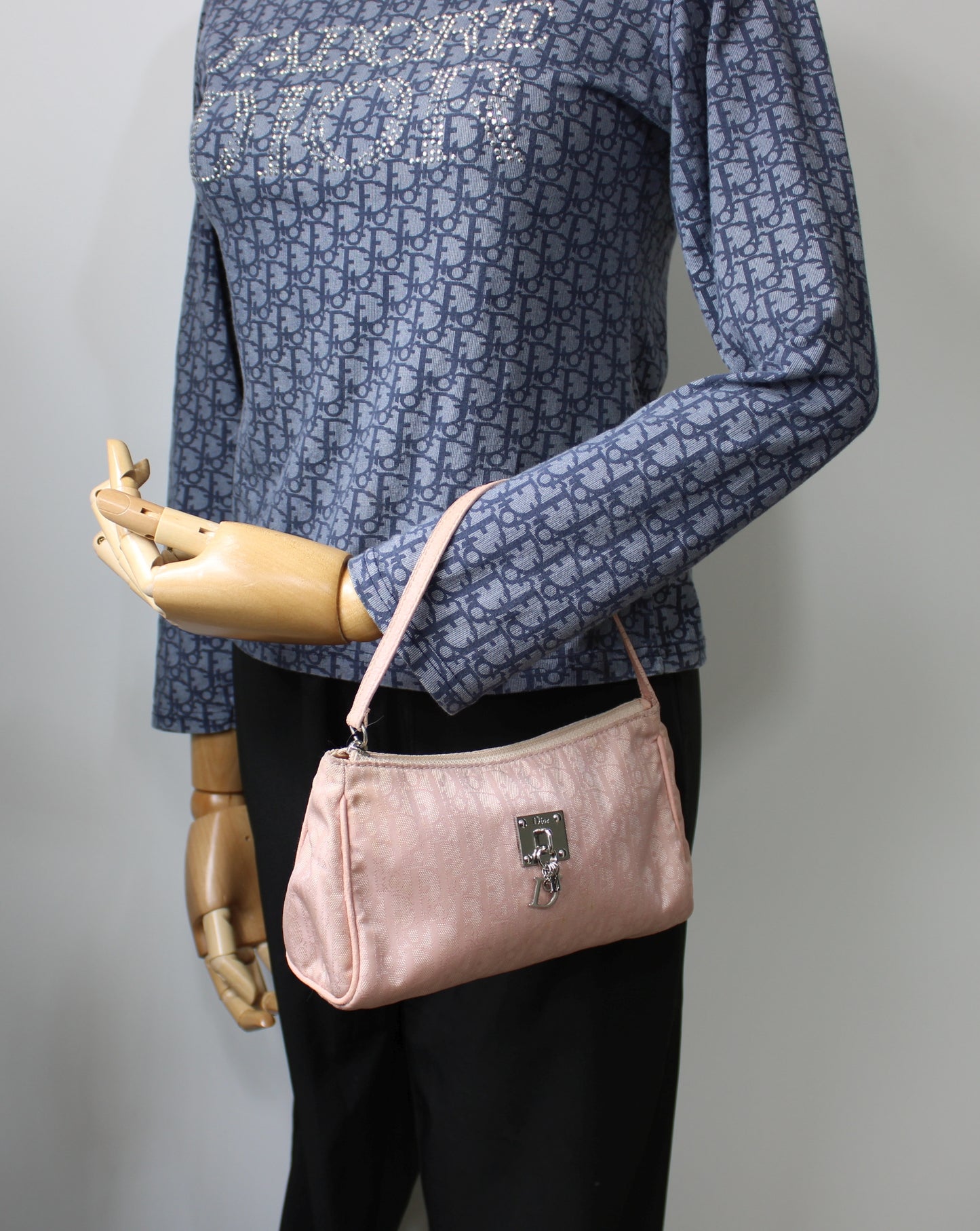 Christian Dior Pink Trotter Canvas Shoulder Bag