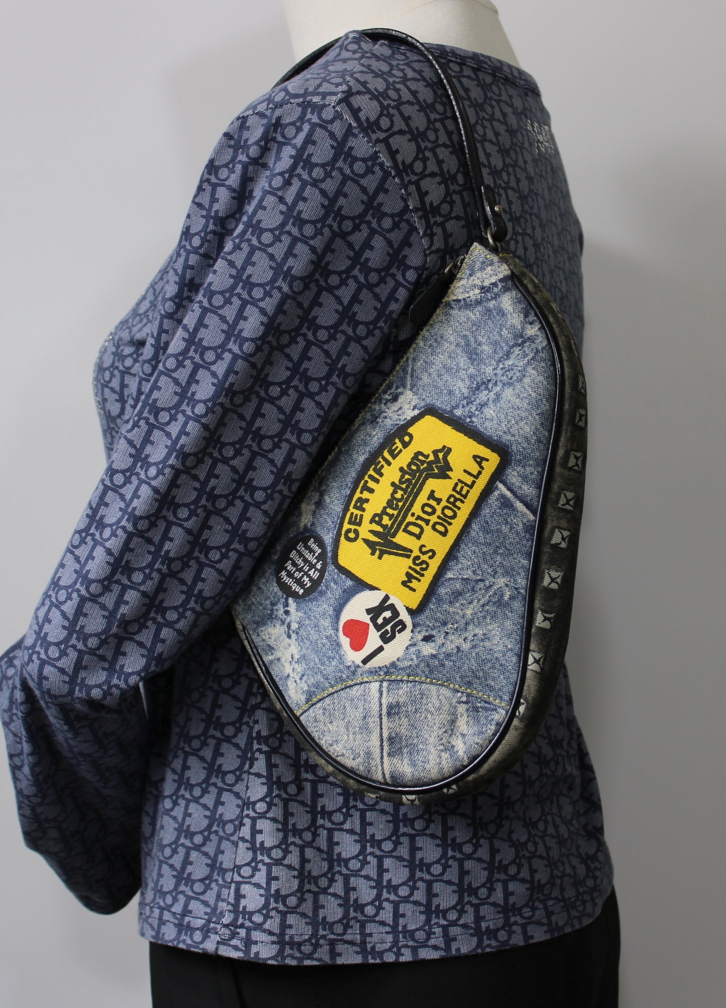 Christian Dior Denim Miss Diorella Saddle Bag