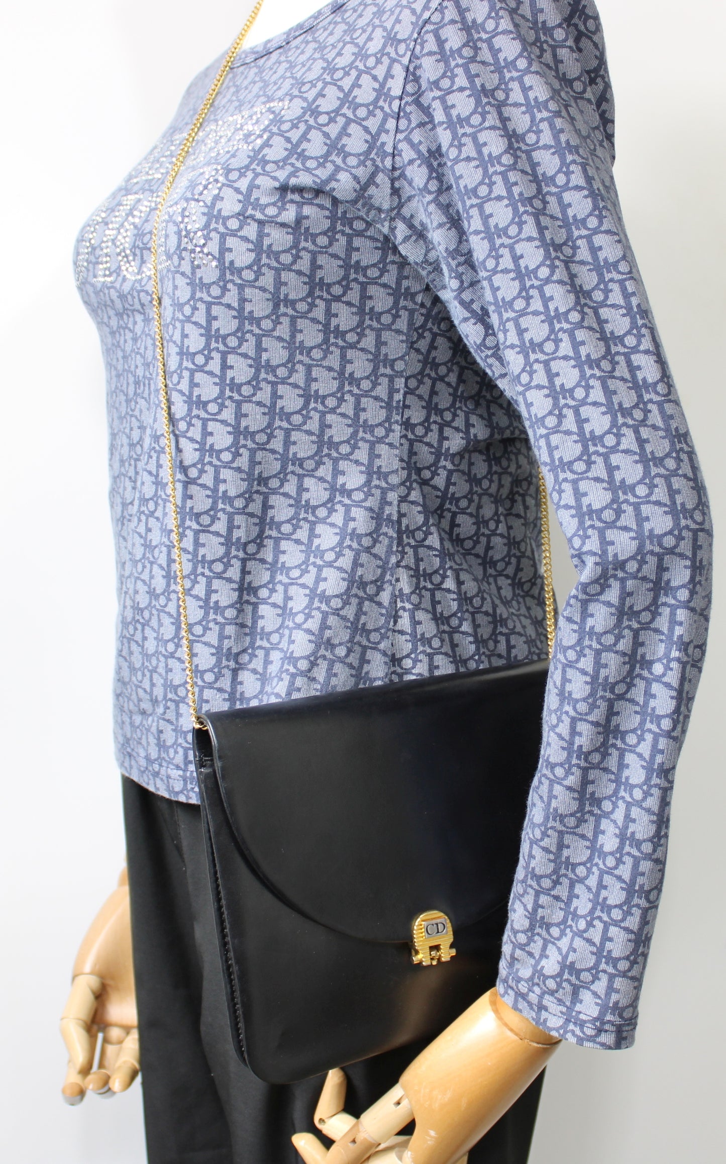 Christian Dior Black Leather Flap Chain Crossbody Bag