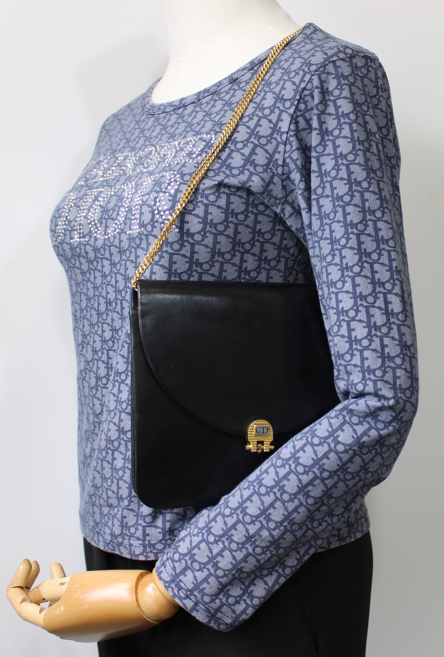 Christian Dior Black Leather Flap Chain Crossbody Bag