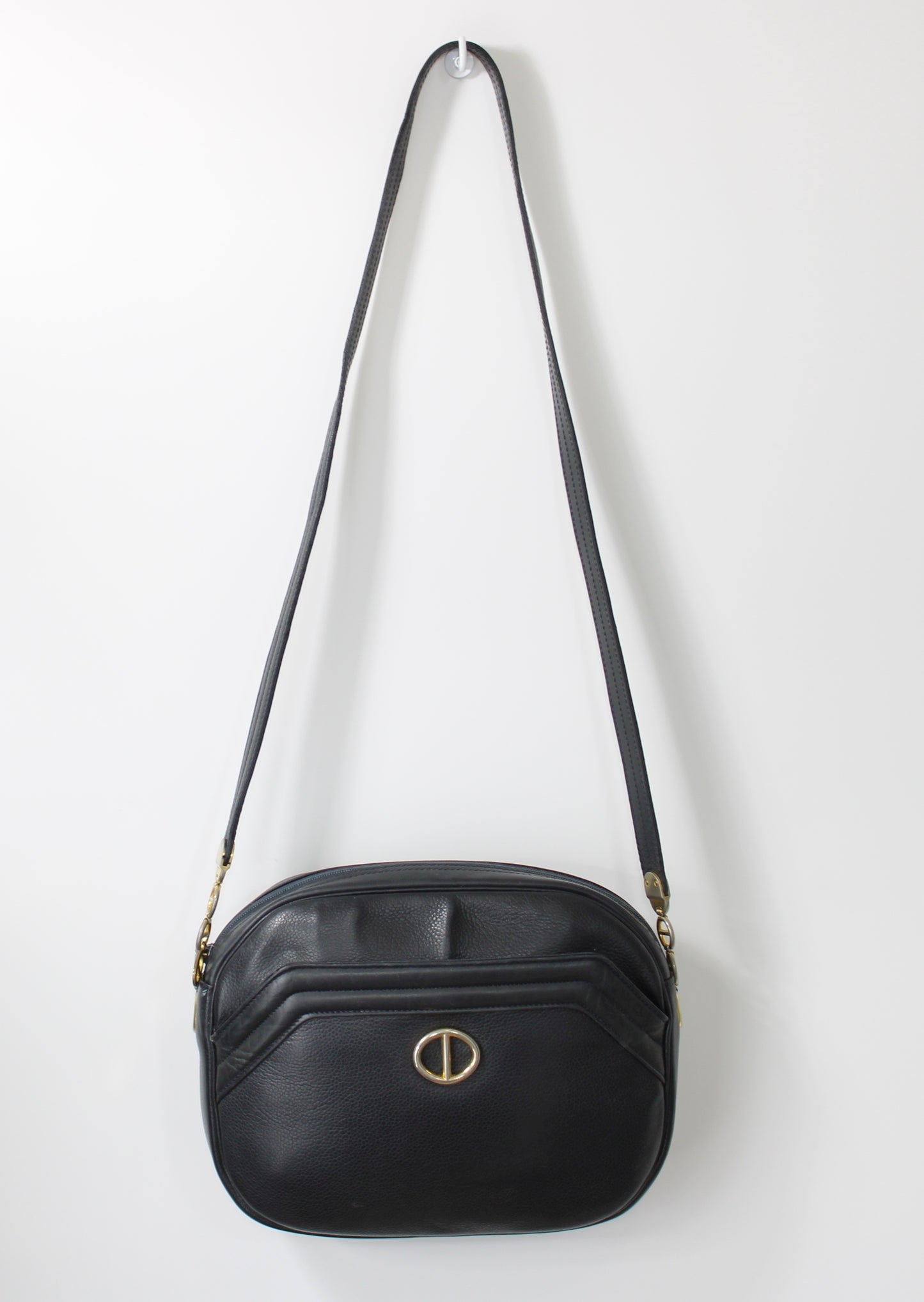 Christian Dior Black Leather CD Logo Crossbody Bag