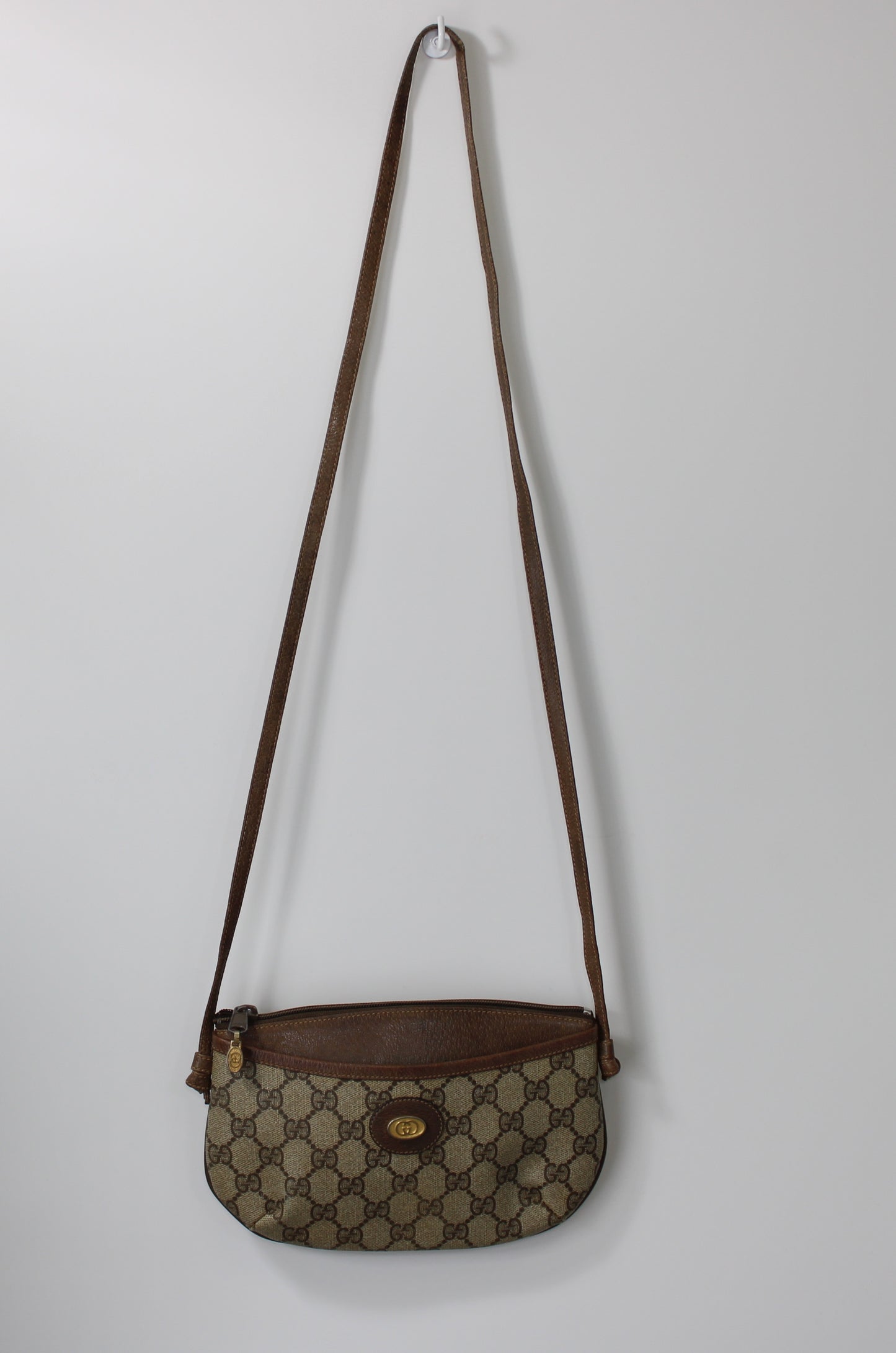 Gucci Brown GG Coated Canvas Leather Trim Mini Crossbody Bag