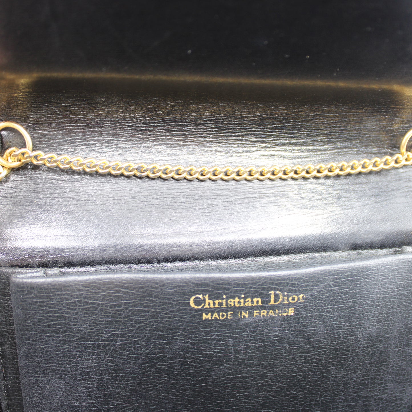 Christian Dior Black Leather Flap Chain Crossbody Bag