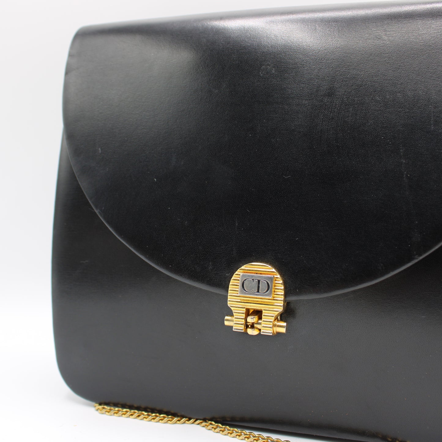 Christian Dior Black Leather Flap Chain Crossbody Bag