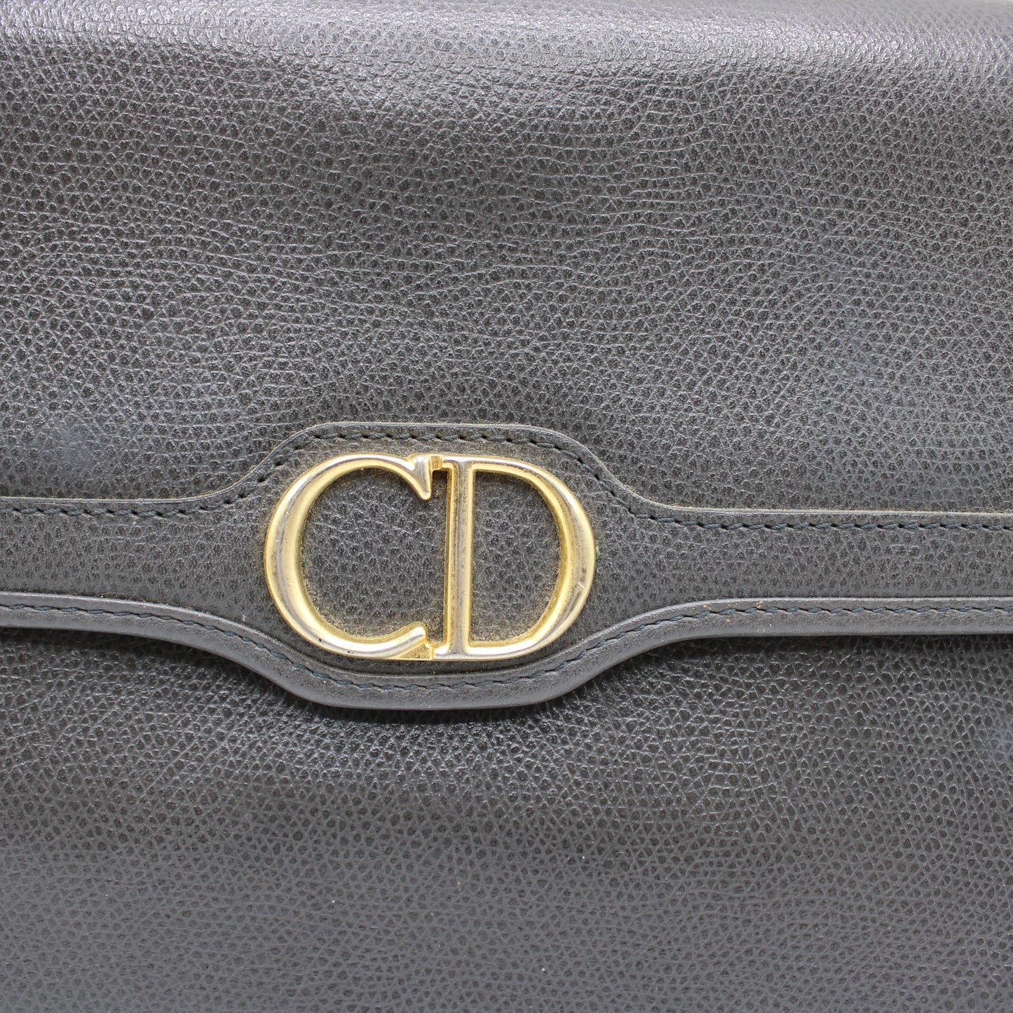 Christian Dior Gray Textured Leather Flap Crossbody Bag