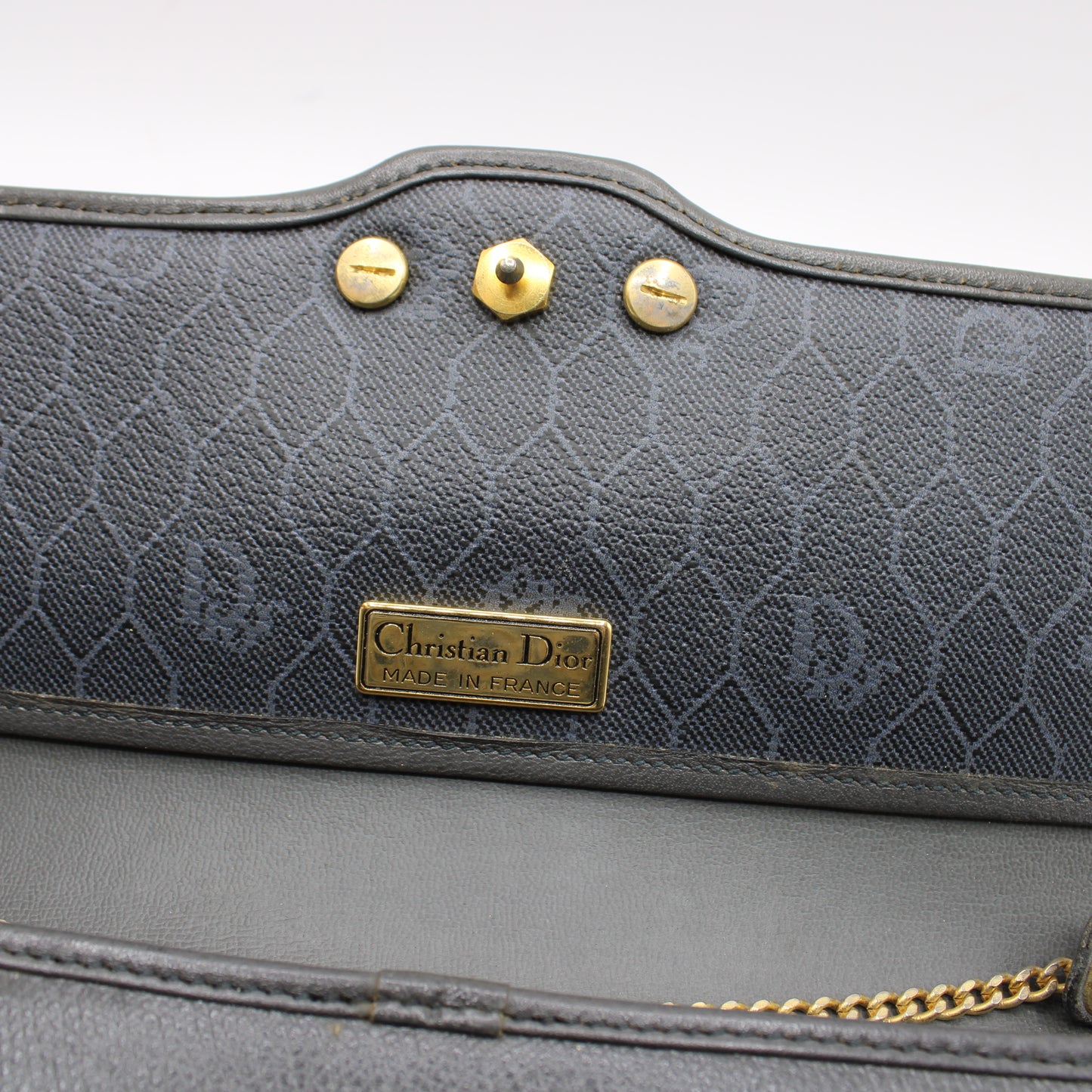 Christian Dior Gray Textured Leather Flap Crossbody Bag