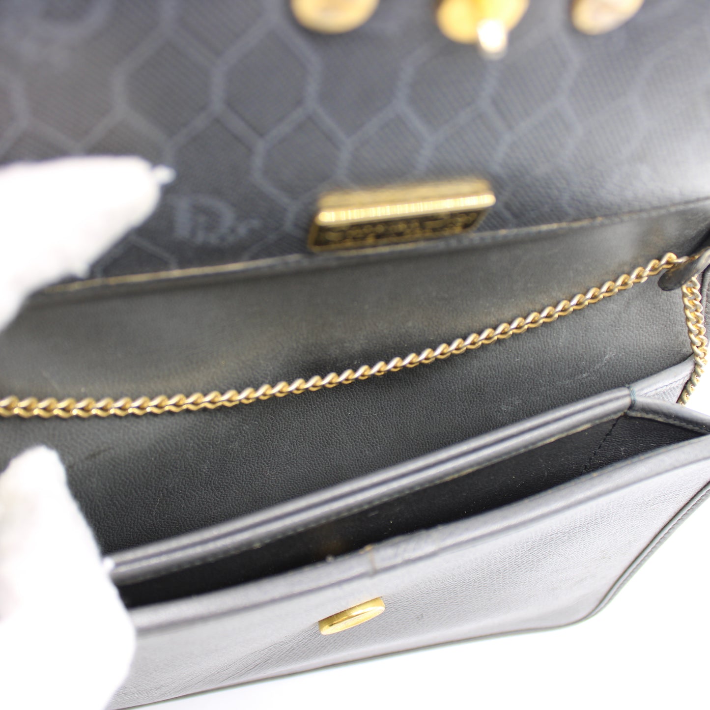 Christian Dior Gray Textured Leather Flap Crossbody Bag