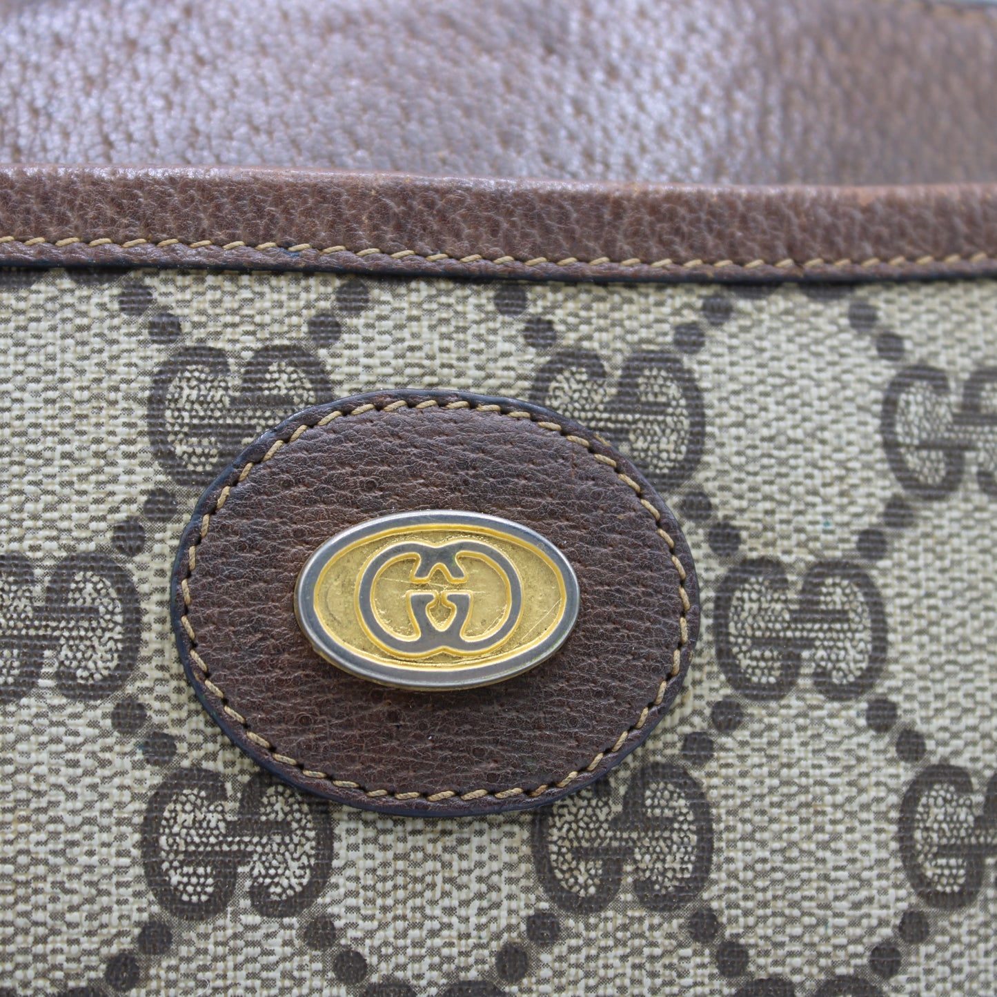 Gucci Brown GG Coated Canvas Leather Trim Mini Crossbody Bag