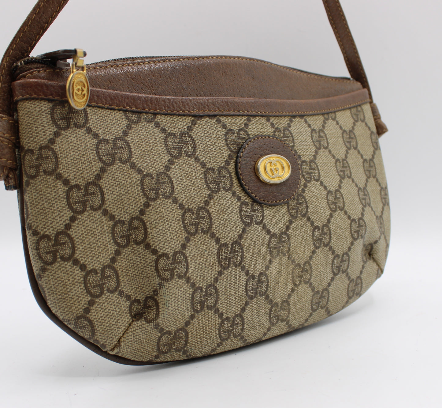 Gucci Brown GG Coated Canvas Leather Trim Mini Crossbody Bag