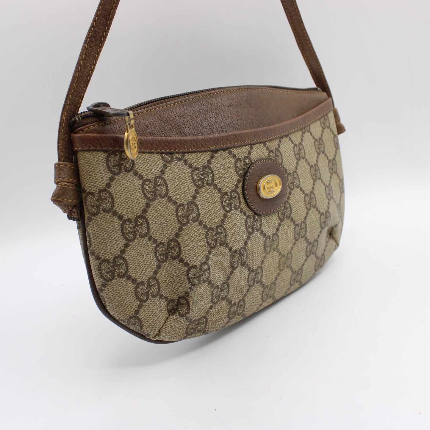 Gucci Brown GG Coated Canvas Leather Trim Mini Crossbody Bag