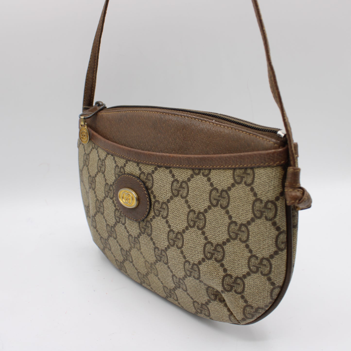 Gucci Brown GG Coated Canvas Leather Trim Mini Crossbody Bag