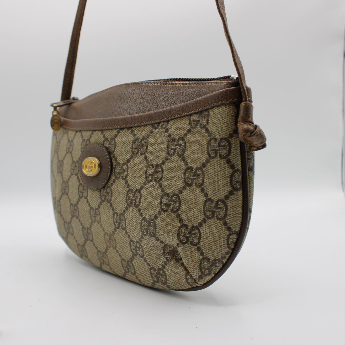 Gucci Brown GG Coated Canvas Leather Trim Mini Crossbody Bag