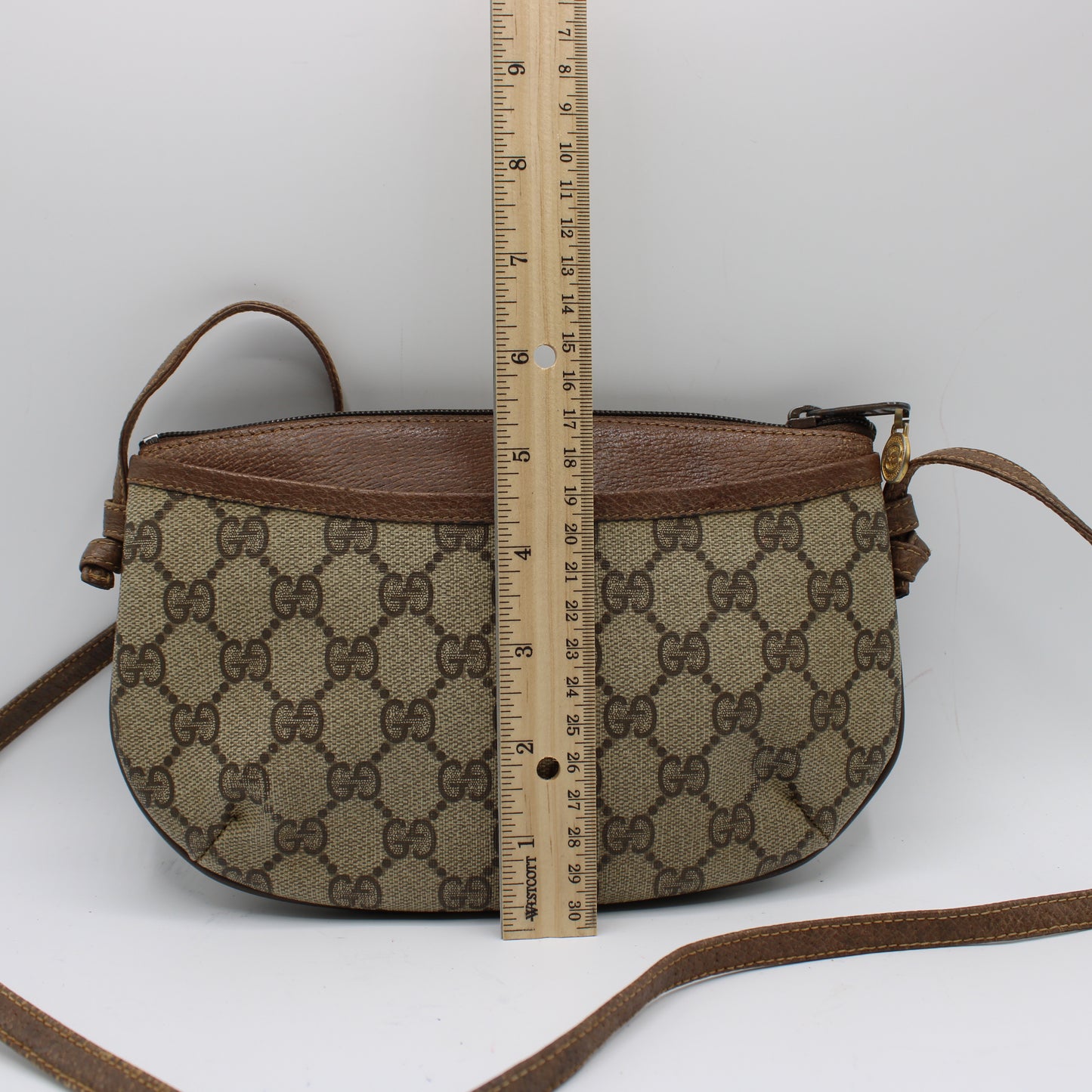 Gucci Brown GG Coated Canvas Leather Trim Mini Crossbody Bag