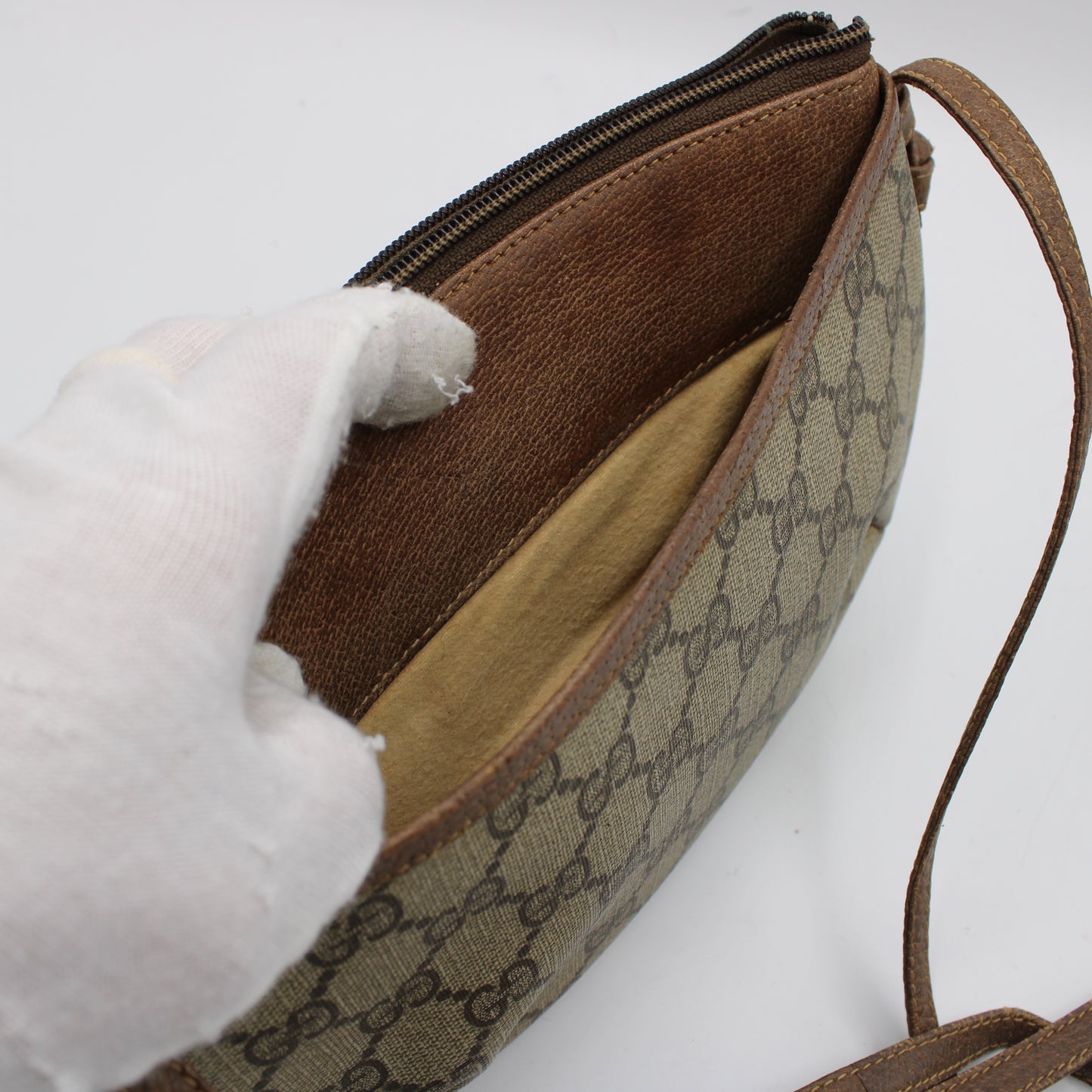 Gucci Brown GG Coated Canvas Leather Trim Mini Crossbody Bag