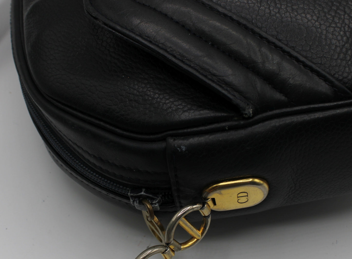 Christian Dior Black Leather CD Logo Crossbody Bag