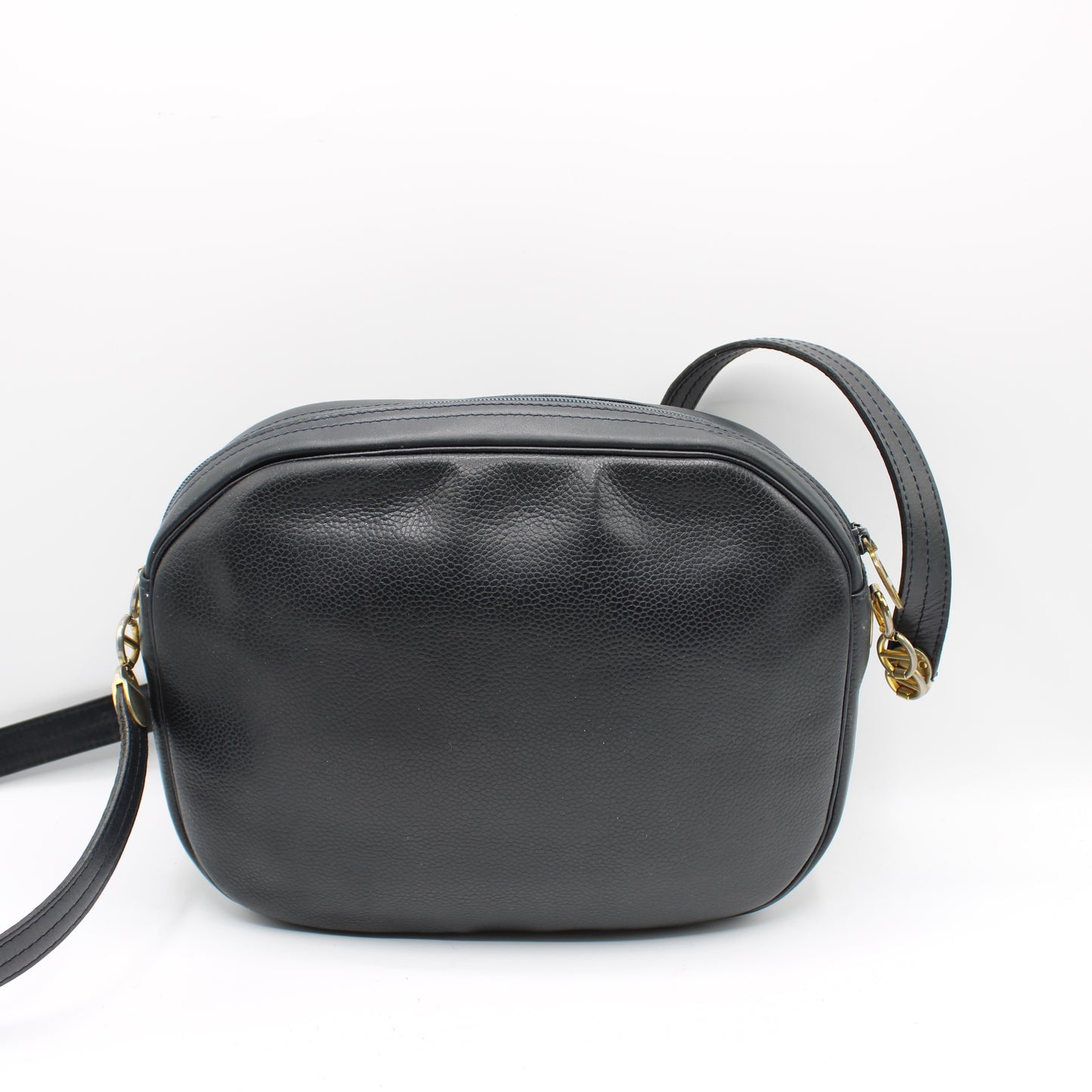 Christian Dior Black Leather CD Logo Crossbody Bag