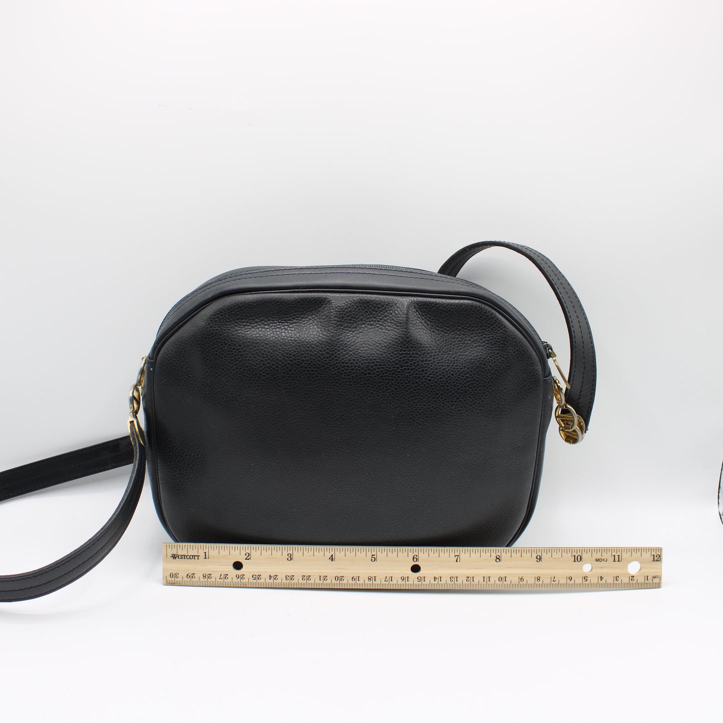 Christian Dior Black Leather CD Logo Crossbody Bag