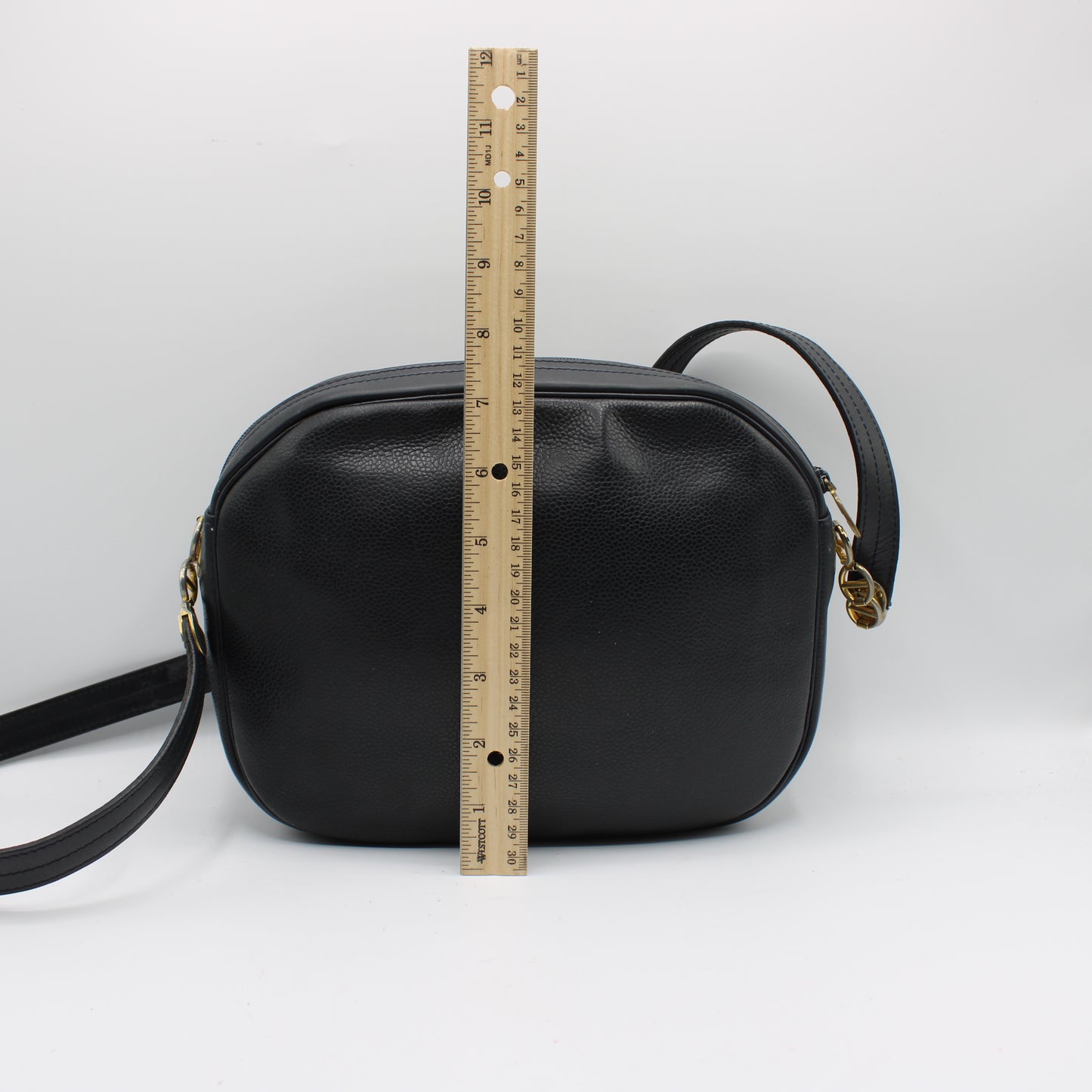 Christian Dior Black Leather CD Logo Crossbody Bag