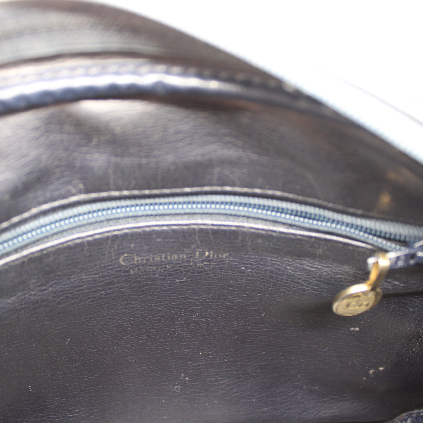 Christian Dior Black Leather CD Logo Crossbody Bag