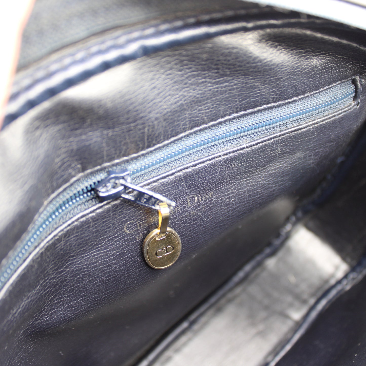 Christian Dior Black Leather CD Logo Crossbody Bag